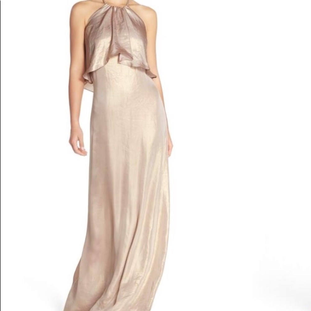 Nouvelle Amsale “Lilith” Rose Gold Halter Gown